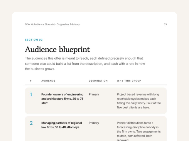 Offer & Audience Blueprint - Audience Blueprint